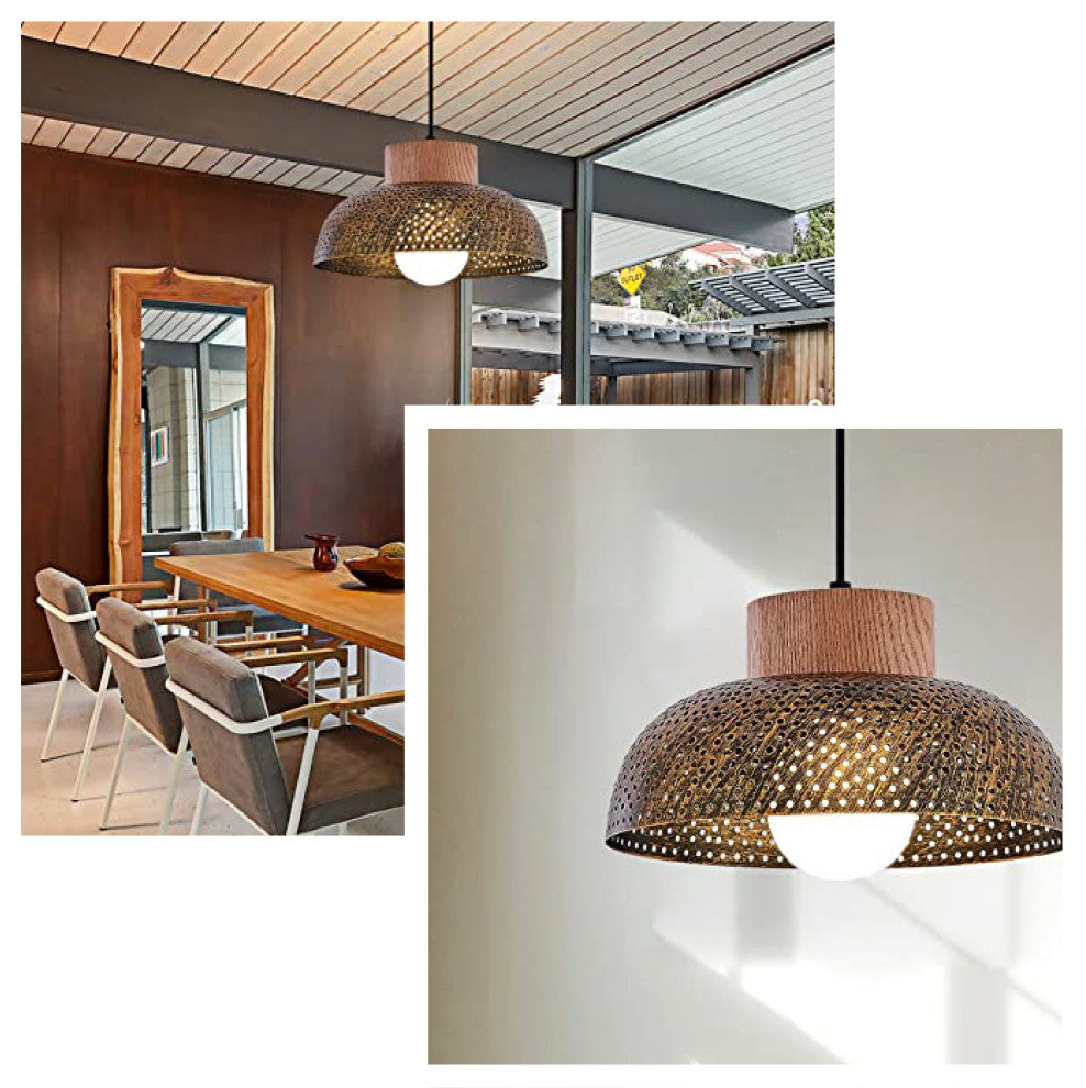 1Light Accent lights for indoor use Brown wood pendant light Country Rustic