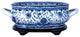 Unique Blue and White Porcelain Foot Bath Basin Chinese Floral Motif With Base