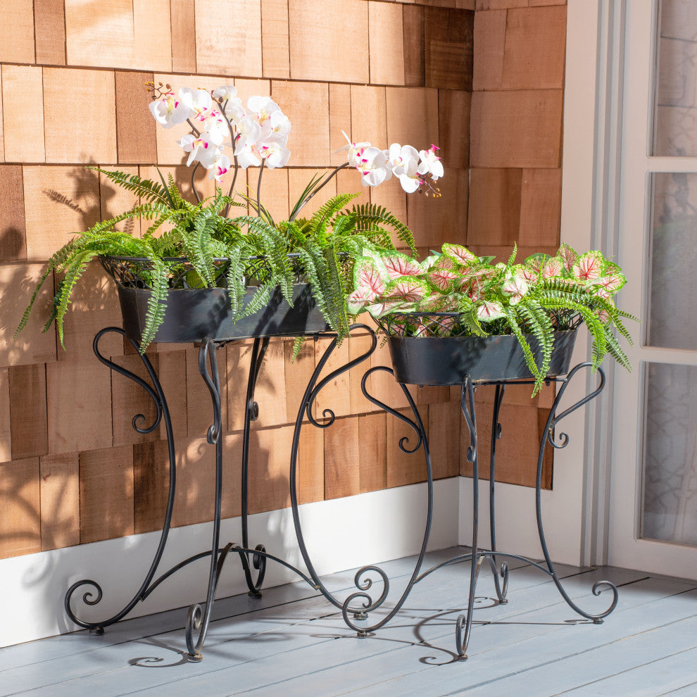 Safavieh Hendrick 2-Piece Outdoor Planters Black Rust