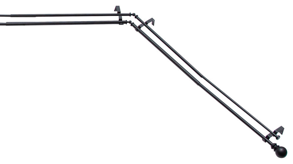 KenneyÂ® Bryce 3/4" Decorative Bay Window Double Curtain Rod, Black