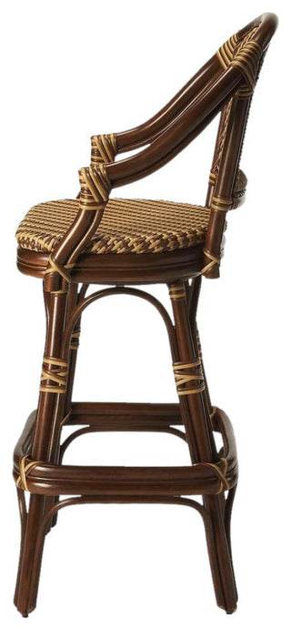 Multi-Color Rattan Swivel Bar Stool