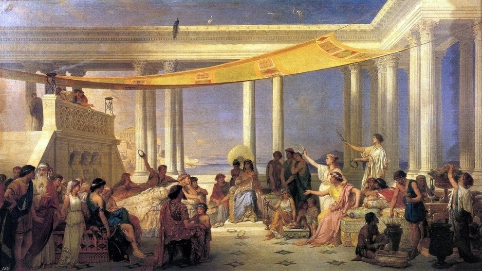 Pierre Joseph Coomans Sappho and Mitylene, Gallery Wrapped Canvas, 15"x30"