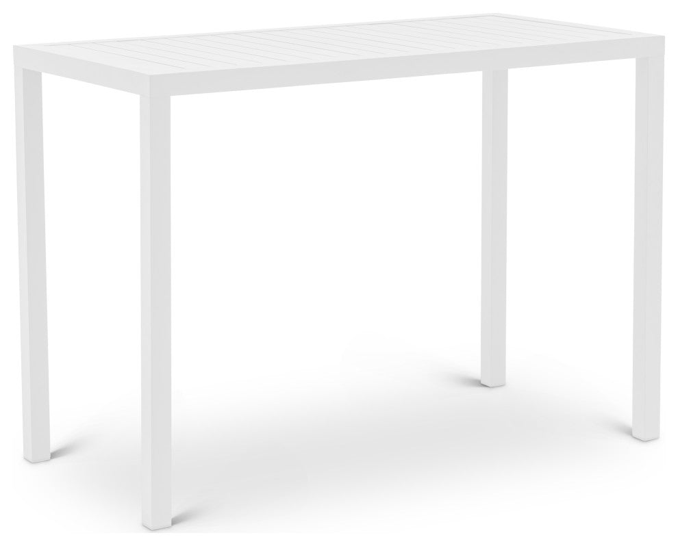 Maldives Outdoor Patio Rectangle Bar Table, White