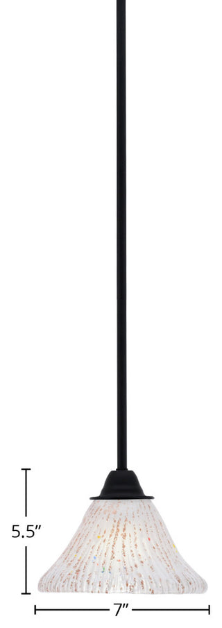 Paramount Mini Pendant, Matte Black, 7" Frosted Crystal Glass