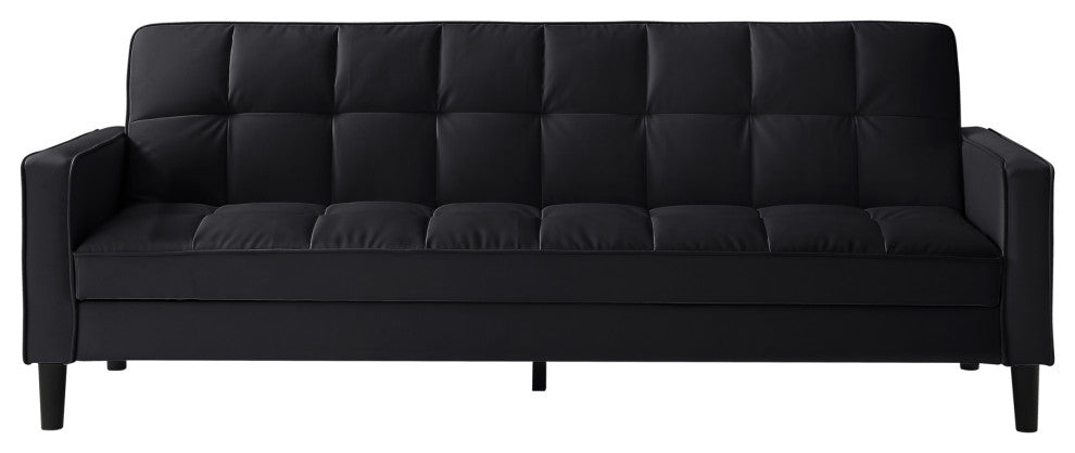 Loft Lyfe Paley Convertible Sofa Bed, With Storage, 85" Wide, Black Leather