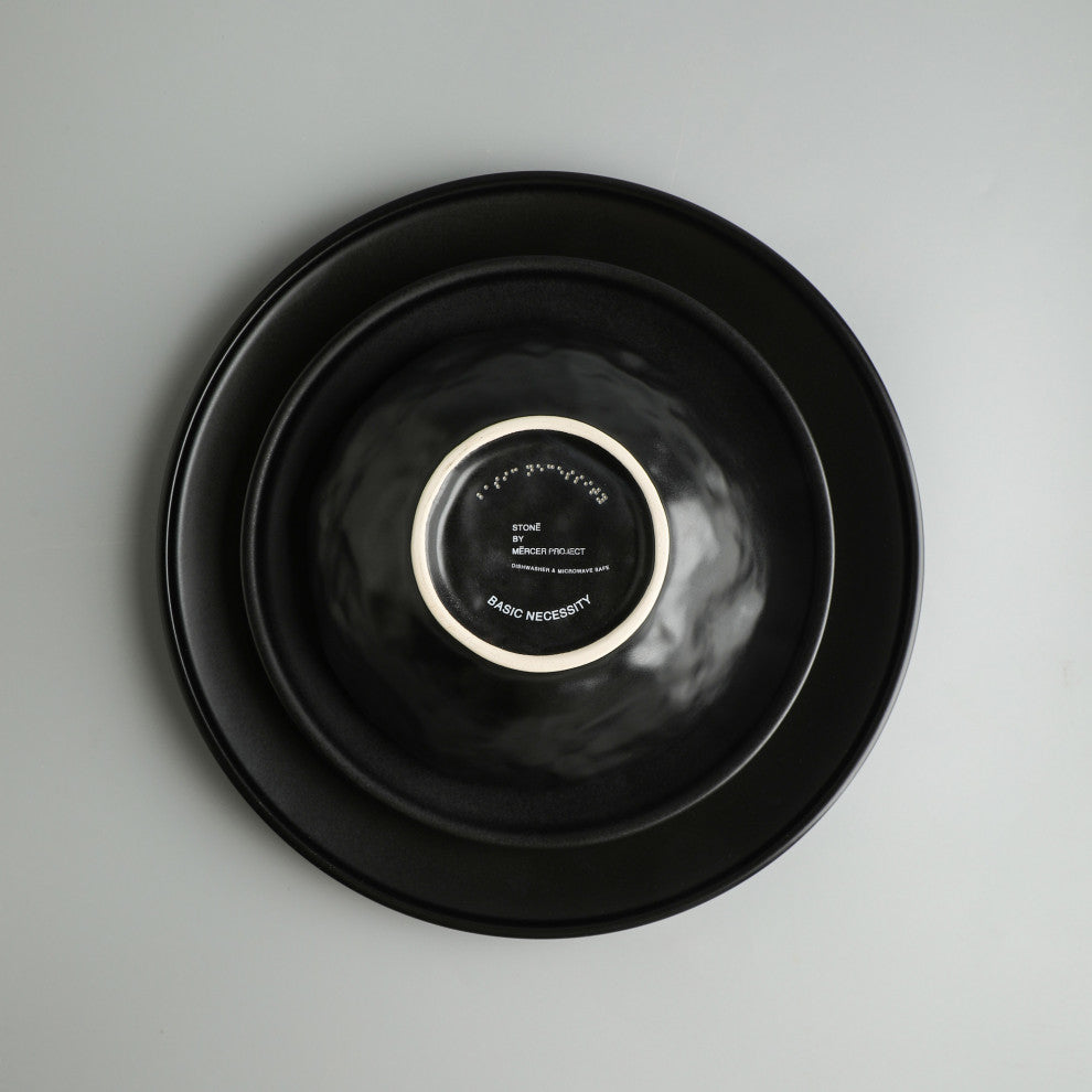 Stone by Mercer Project NENDO Stoneware 16 Piece Dinnerware Set, Black