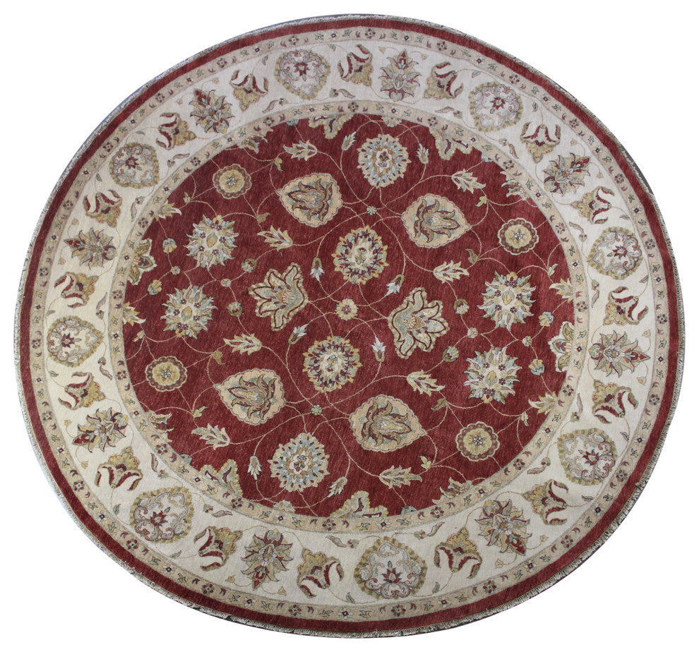 Chobhi Hand-Knotted Rug, Red/Ivory, 9"x9"
