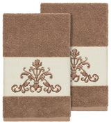 Scarlet 2-Piece Embellished Hand Towel Set, Latte
