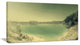 "Blurred Sea With Mountain Views" Modern Seascape Wall Art, 40"x20"