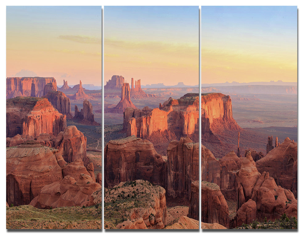 Hunts Mesa Panorama, Landscape Triptych Canvas Art Print, 36x28, 3 Panels
