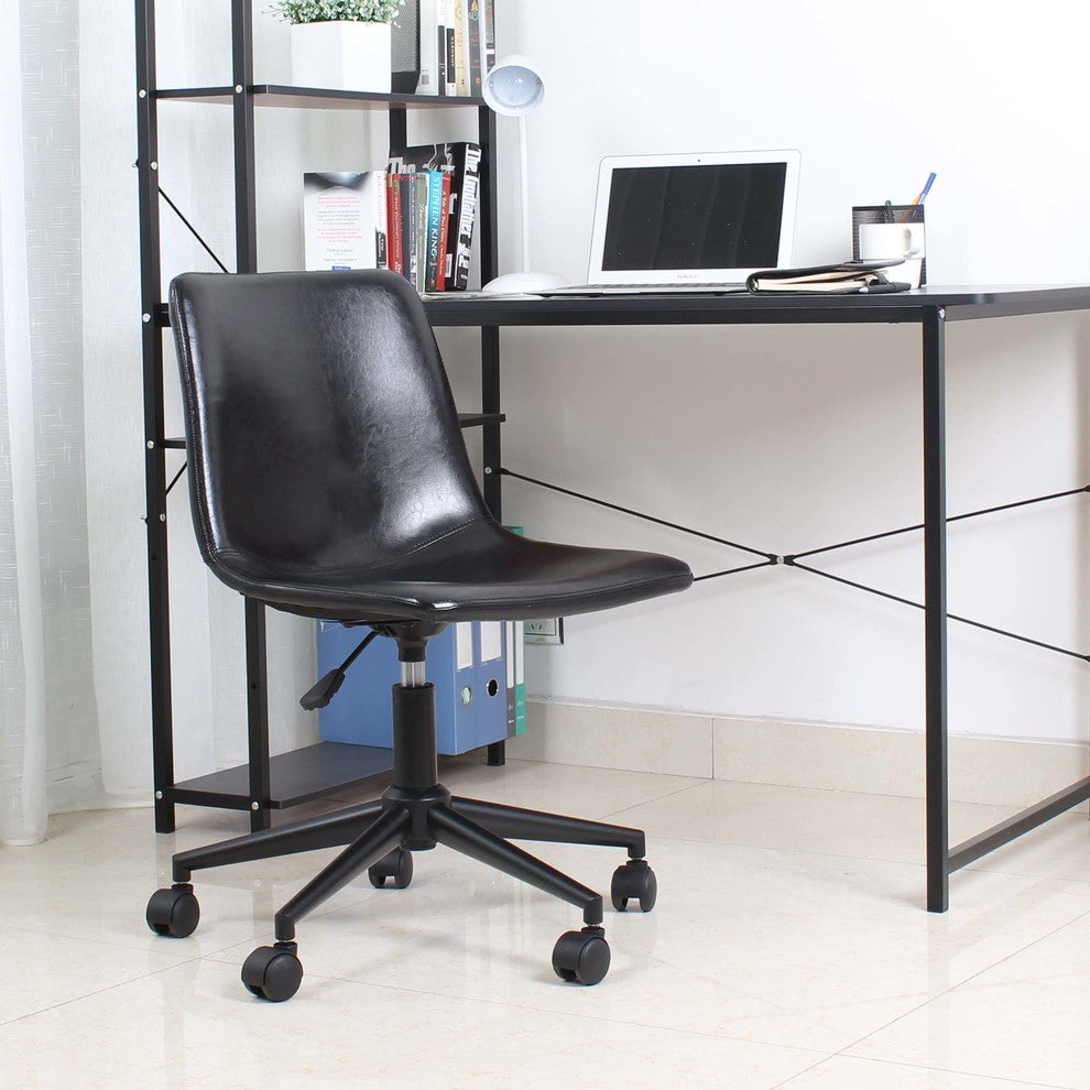 Yafa Mid-Back Faux Leather Task Chair, Black