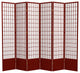 7'' Tall Window Pane Shoji Screen, Rosewood, 6 Panels