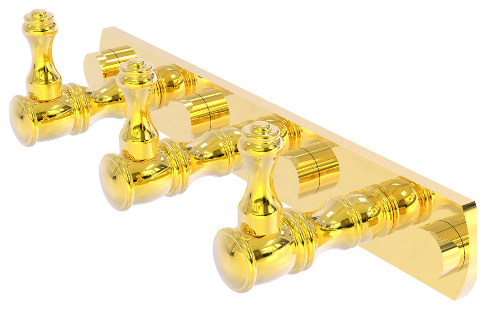 Carolina 3 Position Tie and Belt Rack, Polished Brass