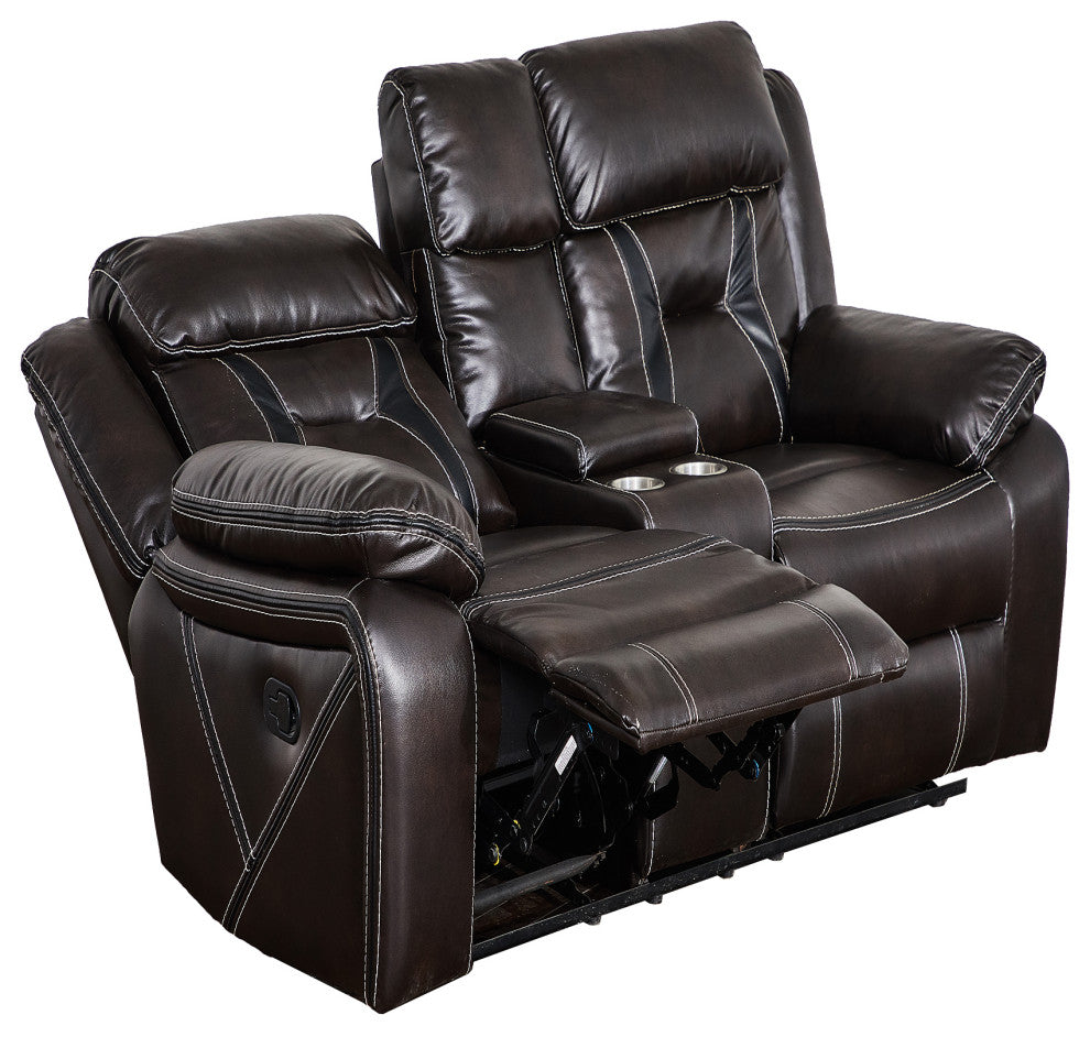 73" Faux Leather Top Arm Reclining Upholstered Loveseat Sofa
