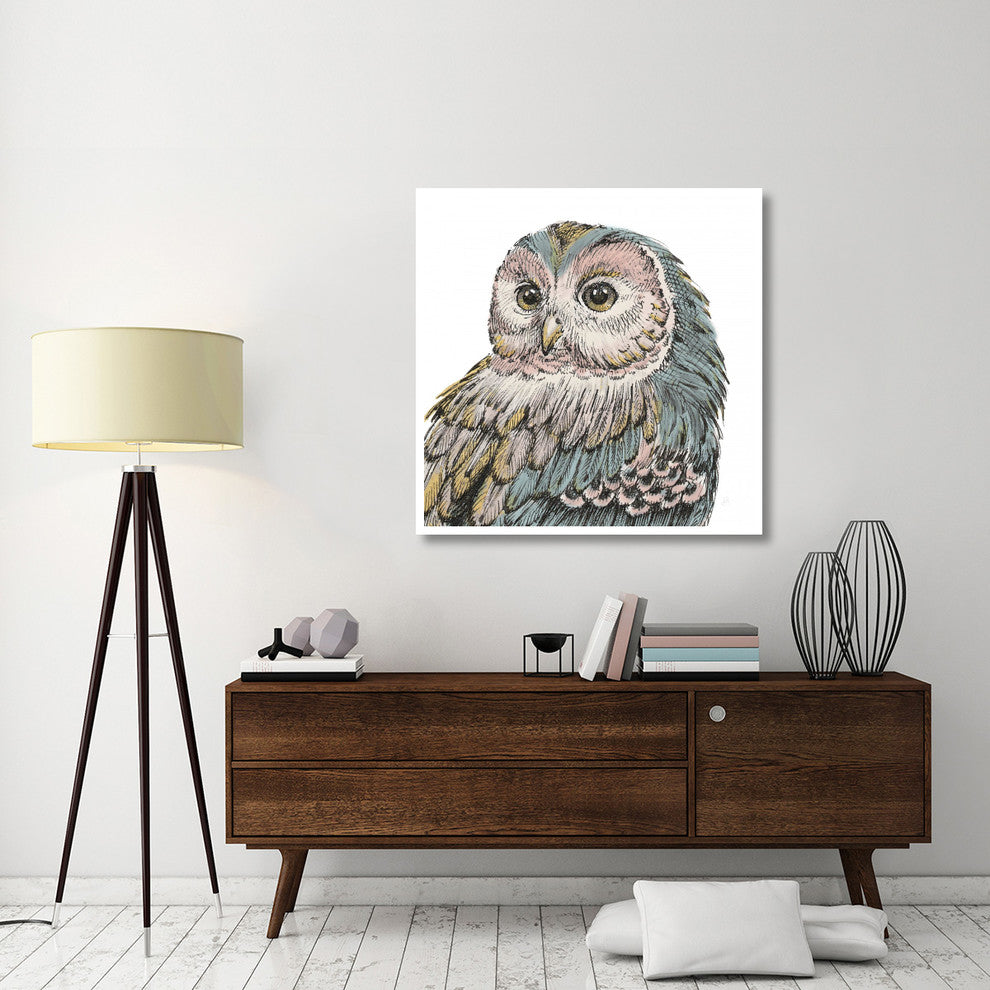 "Beautiful Owls I Pastel Crop" Digital Paper Print by Daphne Brissonnet, 42"x42"