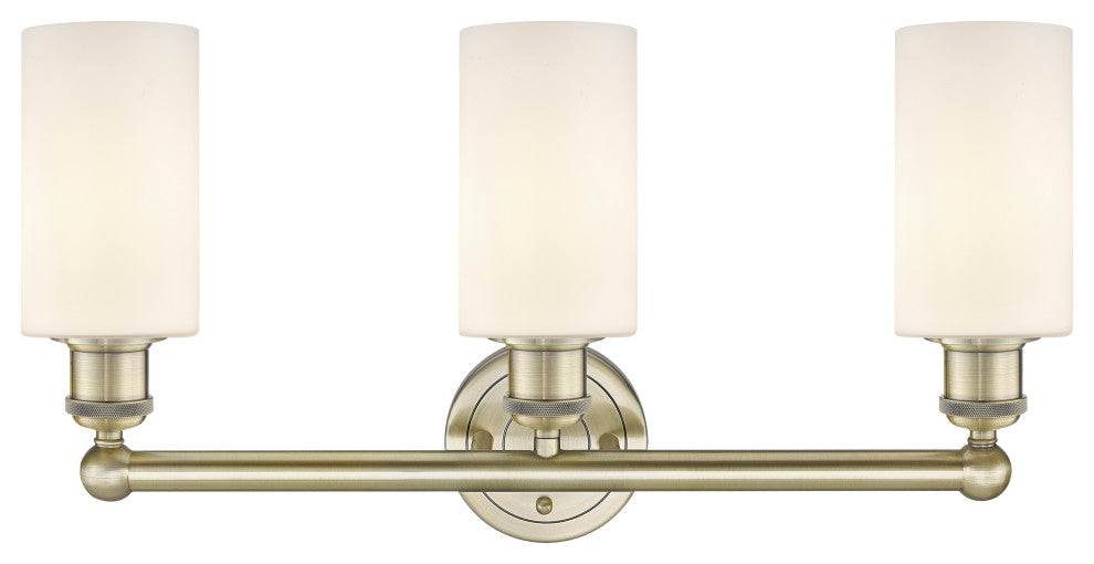 Clymer 3-Light 22" Bath Vanity Light, Antique Brass, Matte White Shade