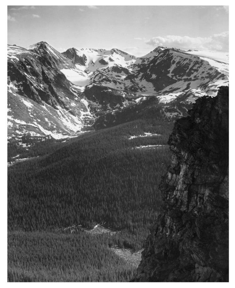 "Snow-capped mountain, Rocky Mountain NP, 1941-1942" Paper Art, 15"x18"