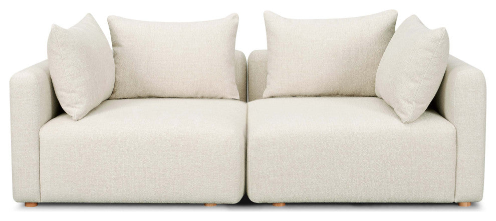 Hangover Upholstered Loveseat, Cream Textured Fabric