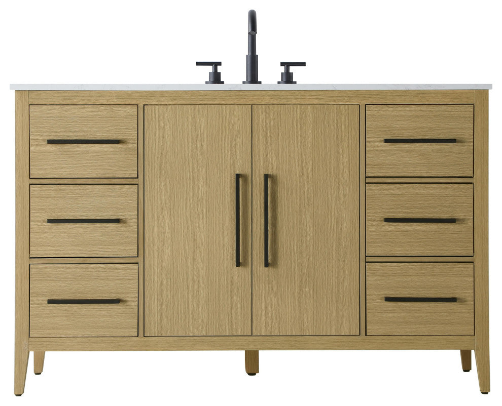 Home Living 54" Single Bathroom Vanity, Honey Brown