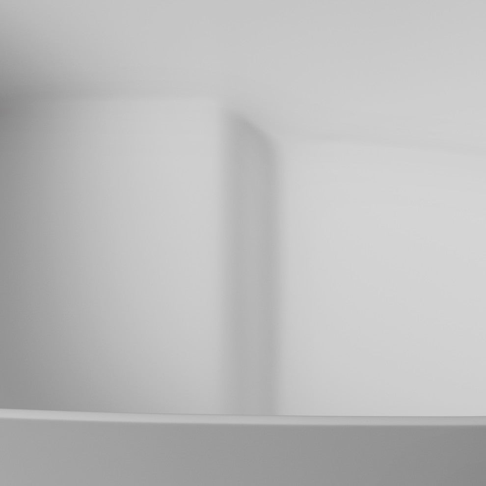 51 Inch Solid Surface Freestanding Soaking Bathtub in White with Drain