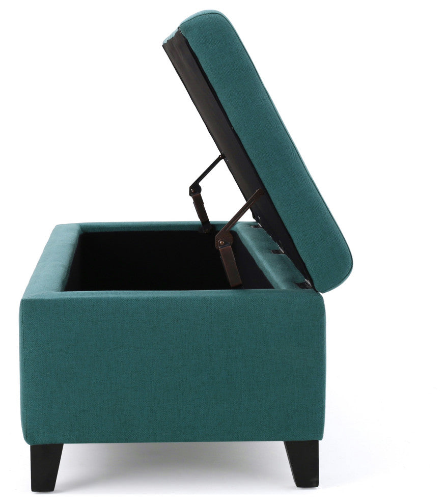GDF Studio Sterling Fabric Tufted Storage Ottoman, Dark Teal