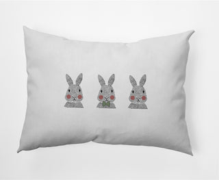 Bunny Triplets Easter Decorative Lumbar Pillow, Laurel Tree Green, 14x20"