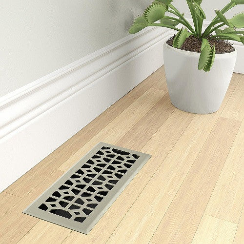 Templar Floor Register, Satin Nickel, 4 X 12