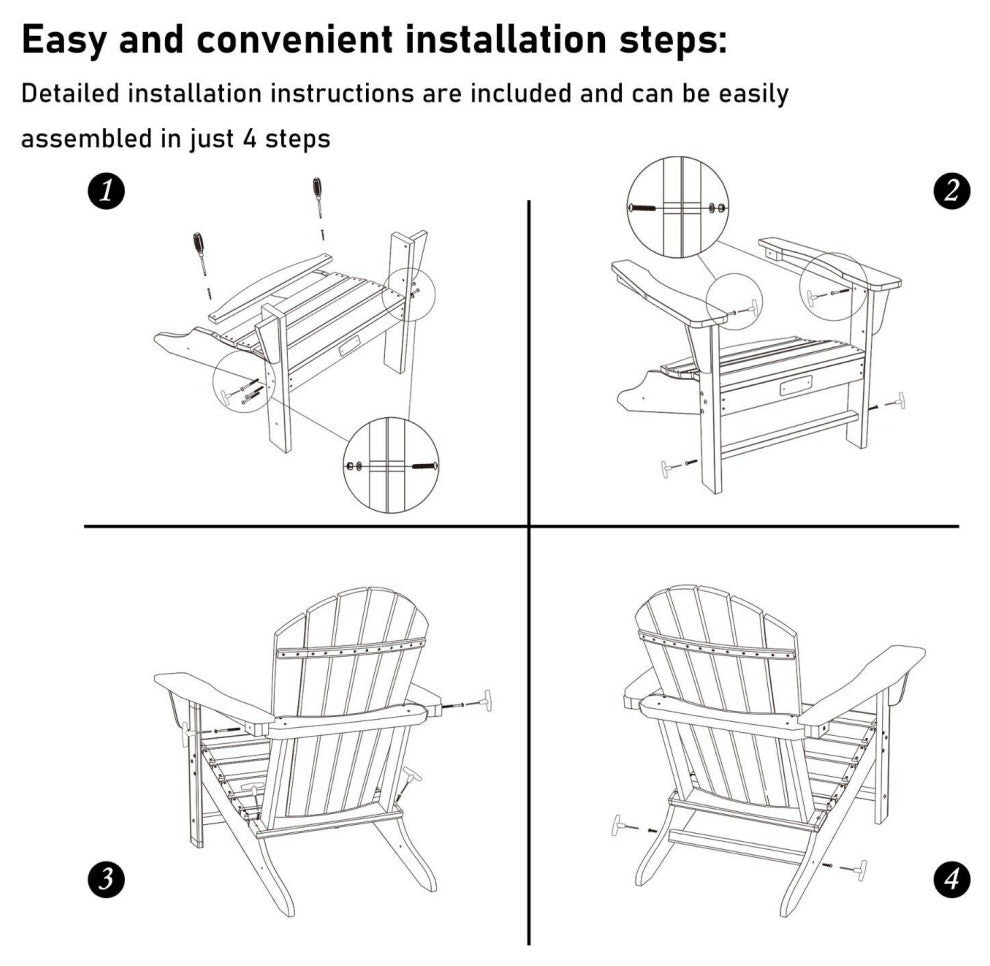 CASAINC Adirondack Chair PS Board 6 Back Panel Outdoor Widened Armrests Brown