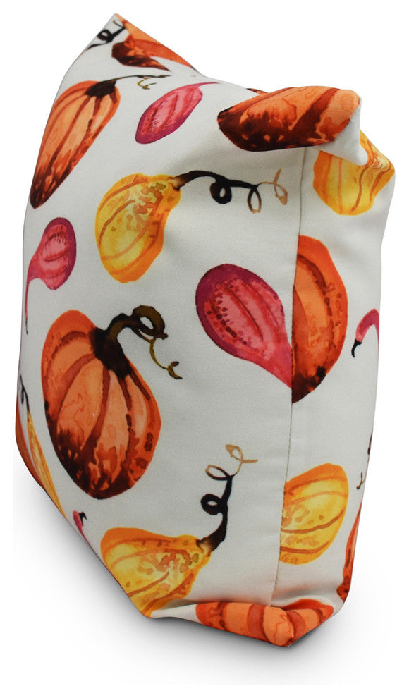 18" Gourds Galore Cream Fall Print Decorative Throw Pillow
