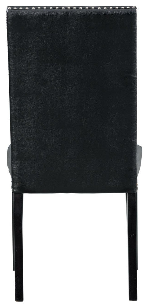 Pia Faux Leather Side Chair Set, Black