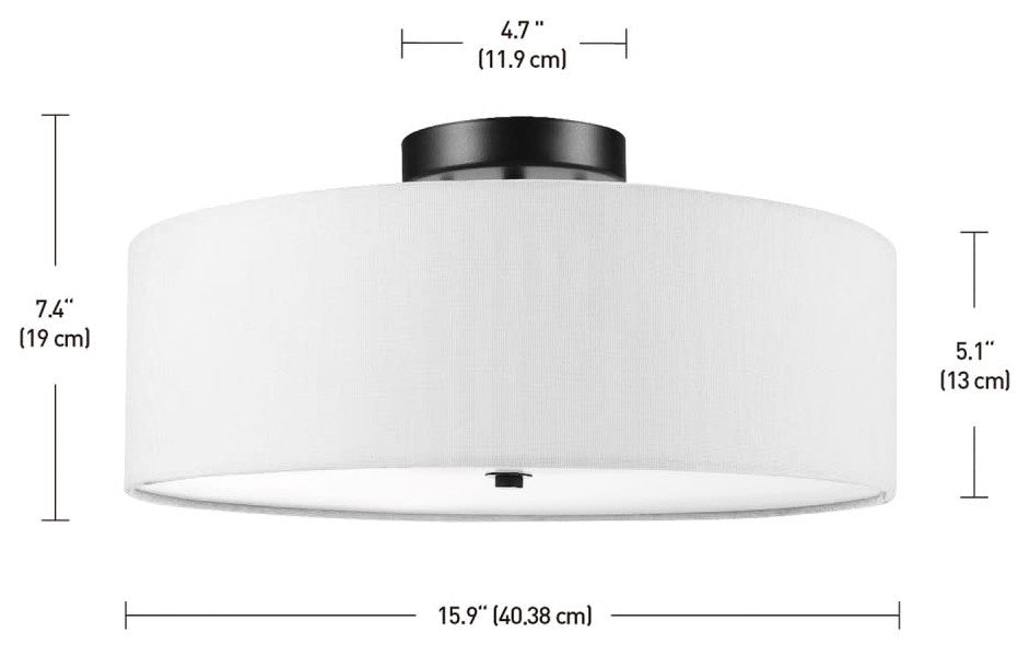 Globe Electric 60315 Kyle 2 Light 16"W Semi-Flush Drum Ceiling - Satin