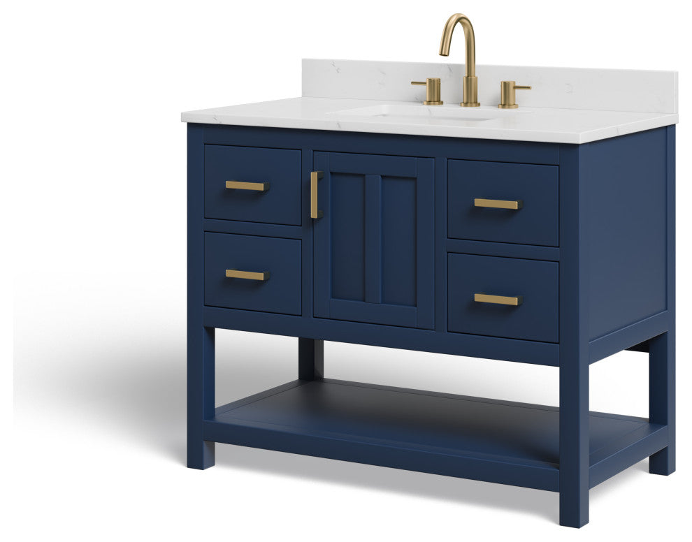 The Felipe Bathroom Vanity, Blue, 42", Single Sink, Freestanding
