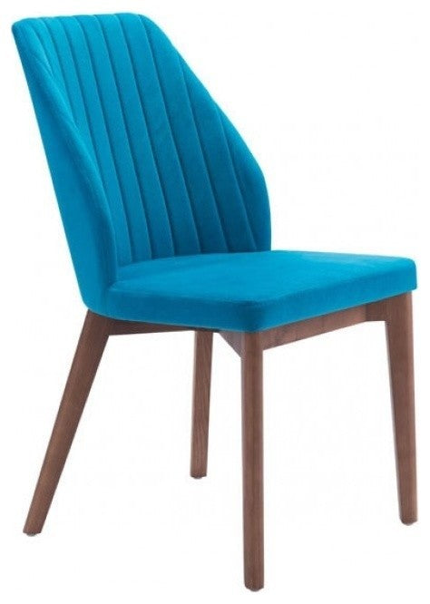 Zuo Modern Vaz Dining Chair Blue Velvet, Set of 2