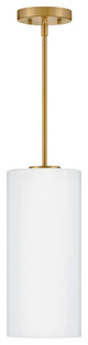 Lark Lane Single Cylindrical Pendant, Lacquered Brass + Cased Opal Glass