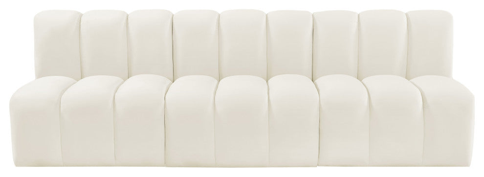 Arc Velvet Upholstered 3-Pc. Modular Sofa, Cream