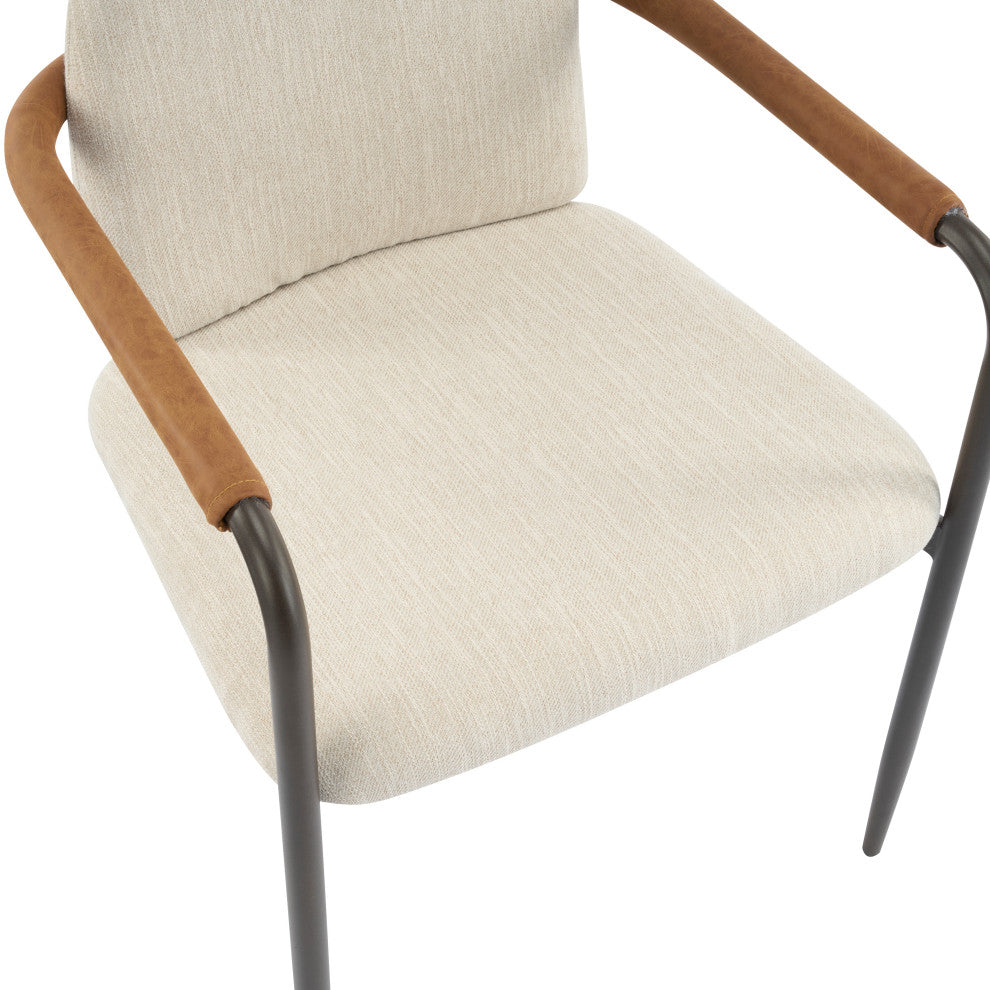 GDF Studio Modern Dining Chair With Iron Frame, Set of 2, Espresso/Beige