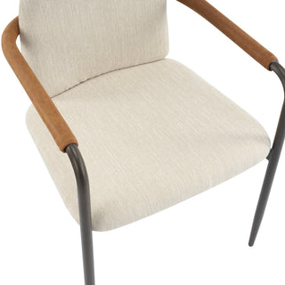 GDF Studio Modern Dining Chair With Iron Frame, Set of 2, Espresso/Beige