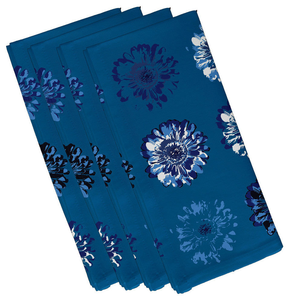 Gypsy Floral 2, Floral Print Napkin, Blue, Set of 4