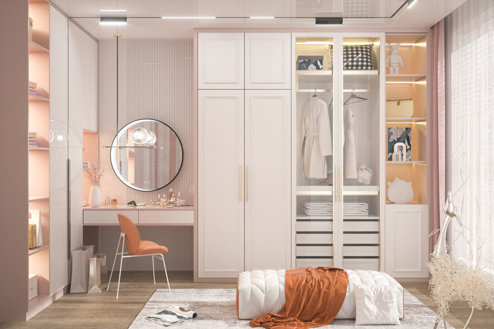 Metal Framed Round LED Vanity Mirror Anti-Fog Wall Mount Makeup Mirror, 24"