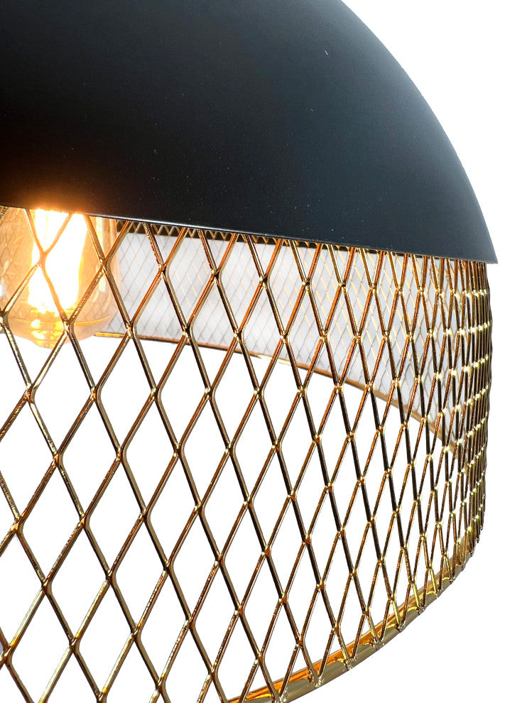 Izamal 1-Light Black & Brass Dome Pendant