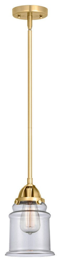 Canton Mini Pendant, Satin Gold, Clear, Clear