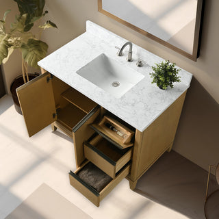 Vanity Art Bathroom Vanity With Sink, Natural Oak, 42" Single