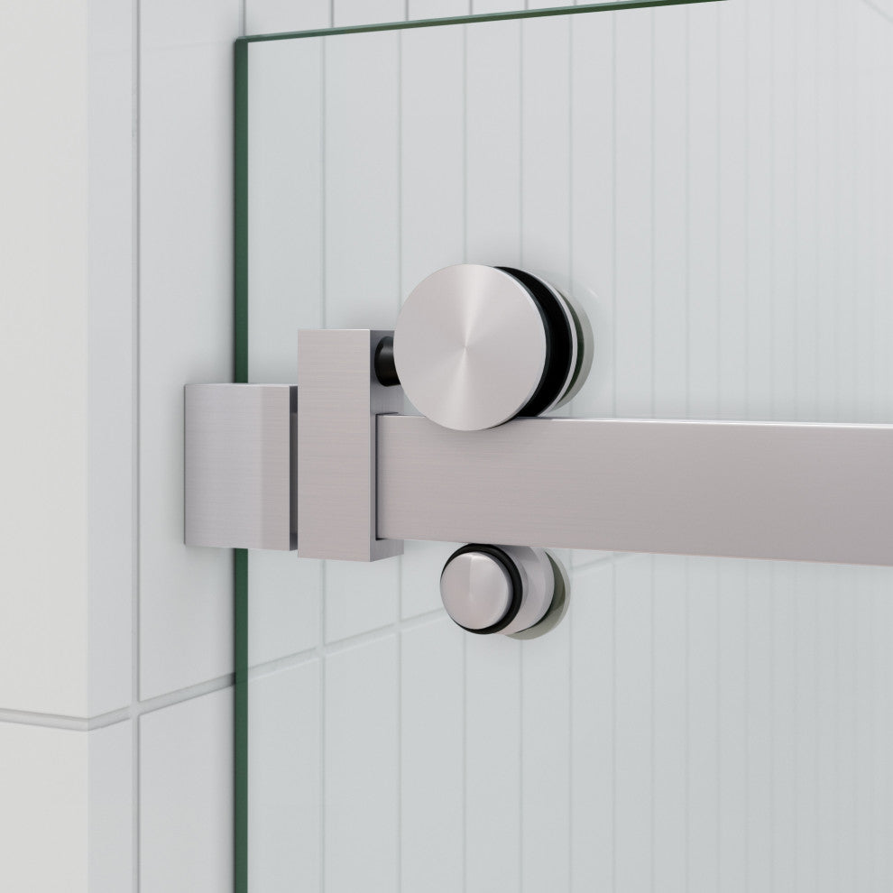 44-48"x78" Frameless Sliding Shower Door With Square Hardware, Brushed Nickel