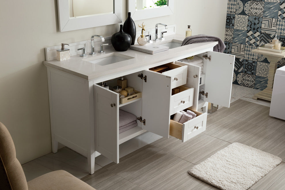 James Martin Palisades 72" Double Vanity,  Eternal Jasmine Pearl Quartz Top