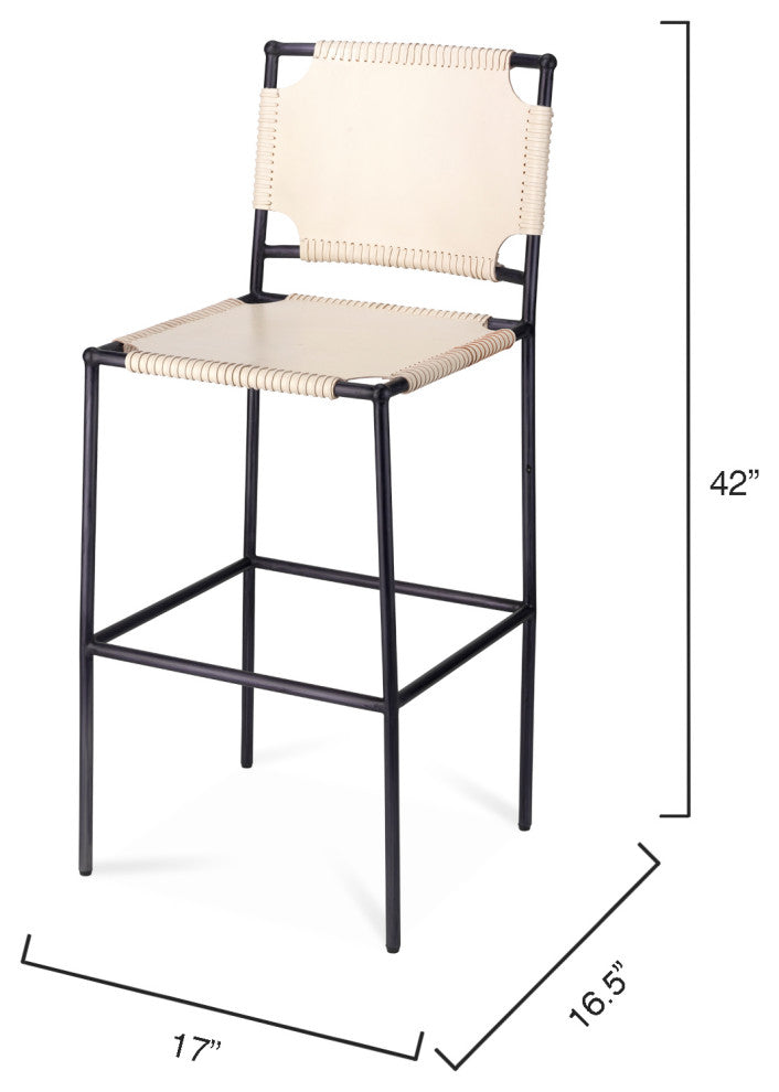 Asher Leather Bar Stool, Barstool