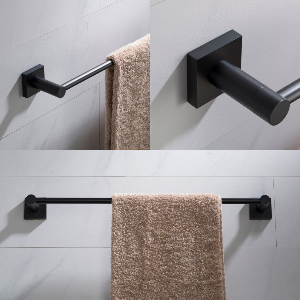Ventus Bathroom 18" Towel Bar, Matte Black