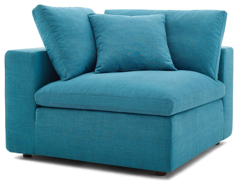 Modern Designer Lounge Club Lobby Sectional Sofa Set, Fabric, Aqua Blue