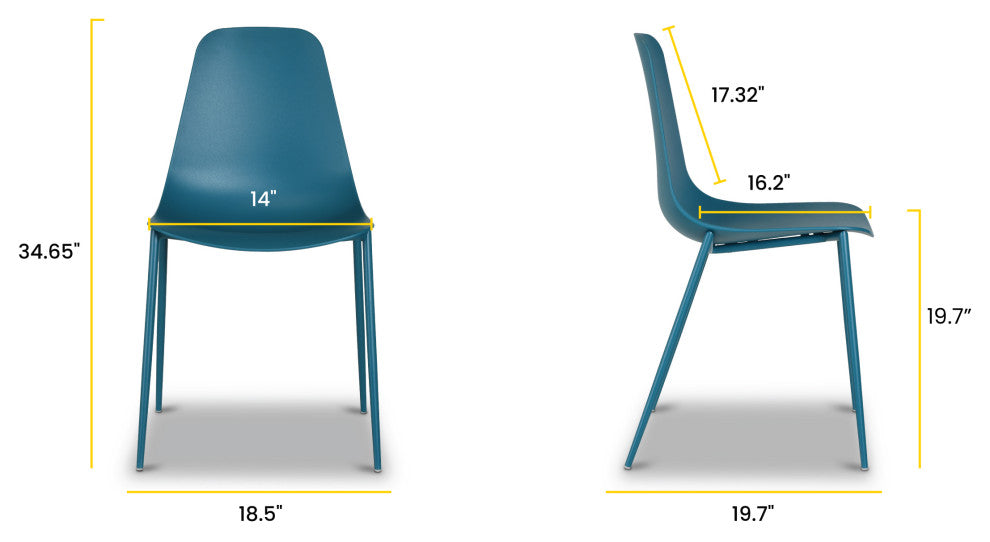 Poly and Bark Isla Chair, Ocean Teal, Set of 4
