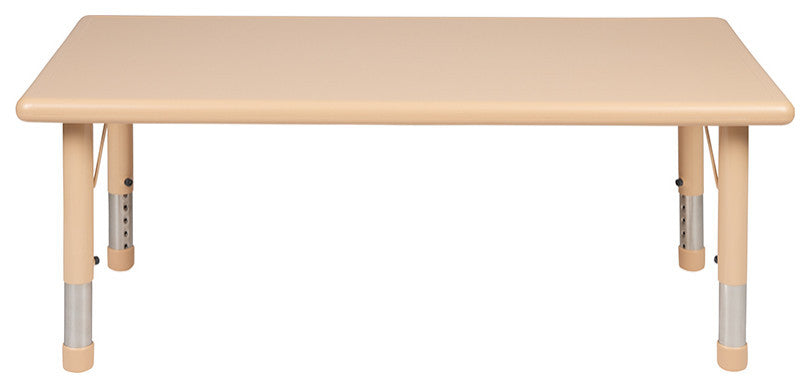 24"x48" Height Adjustable Rectangular Plastic Activity Table, Natural