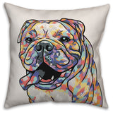 Watercolor Bulldog Throw Pillow Cover